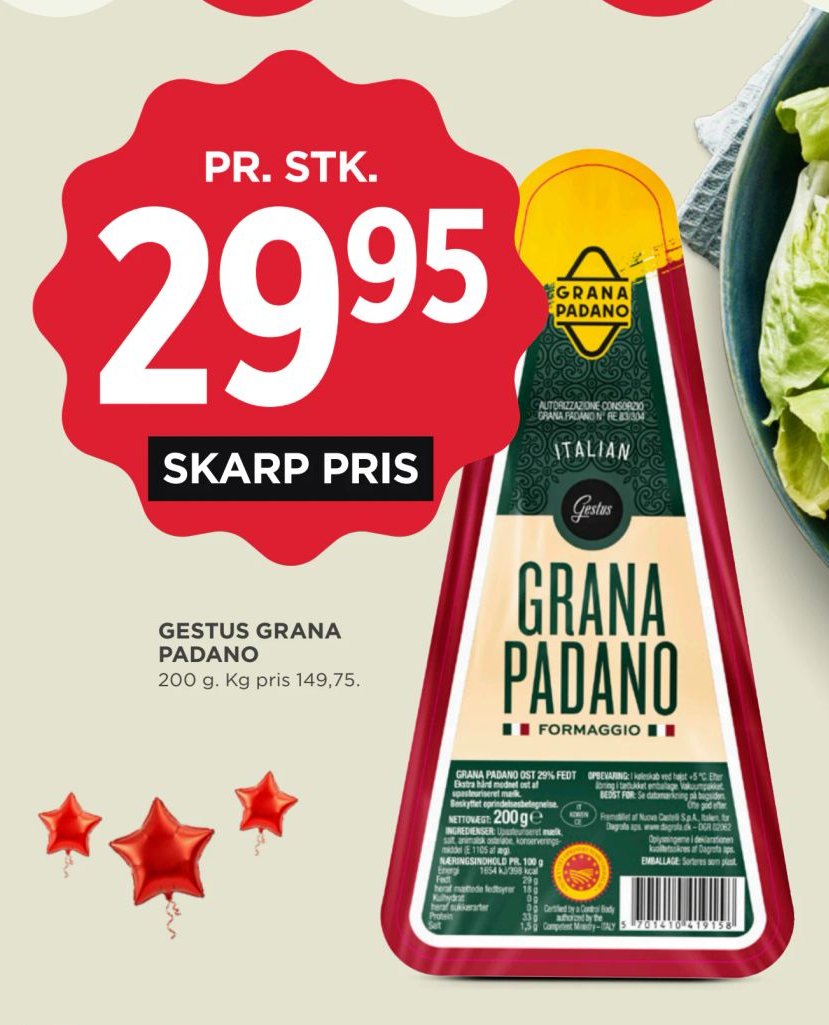 GESTUS GRANA PADANO 200 g – Meny