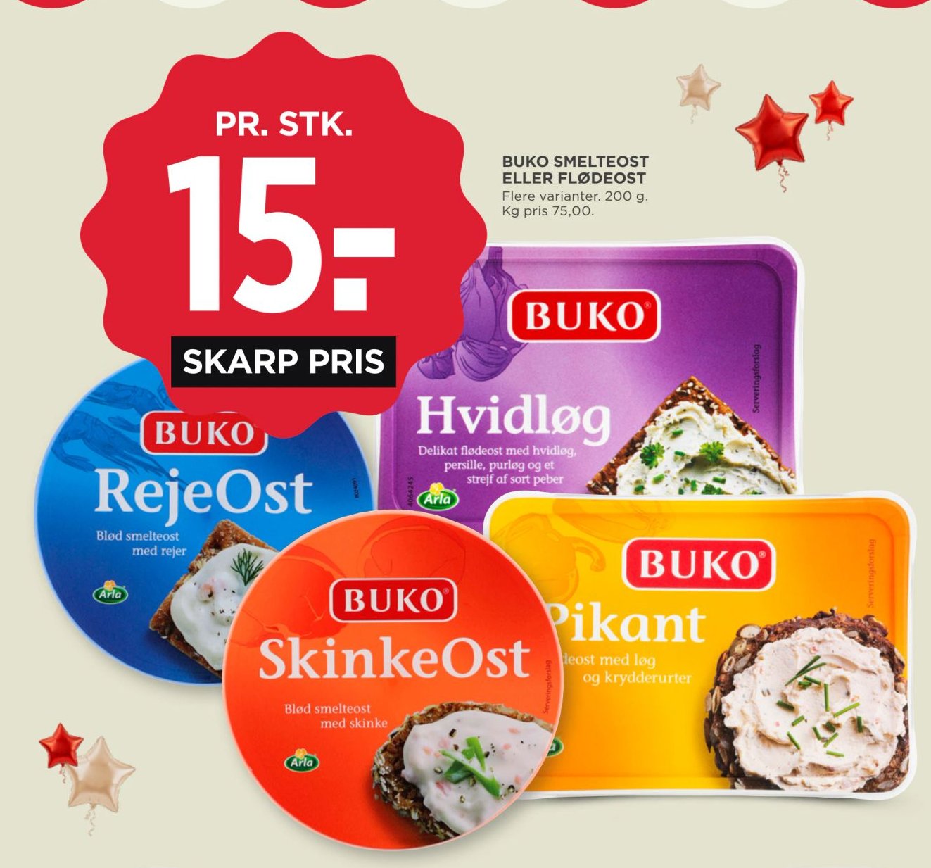 BUKO SMELTEOST ELLER FLØDEOST Flere varianter. 200 g. – Meny