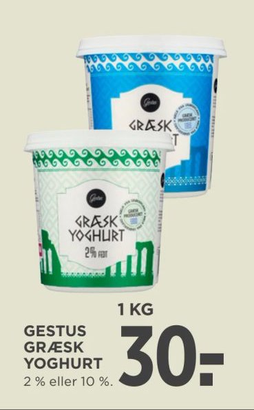 GESTUS GRÆSK YOGHURT 2 % eller 10 %. 1 KG – Meny