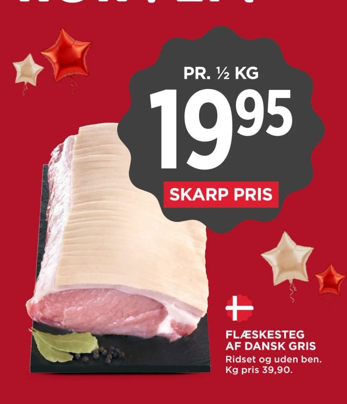 FLÆSKESTEG AF DANSK GRIS Ridset og uden ben – Meny