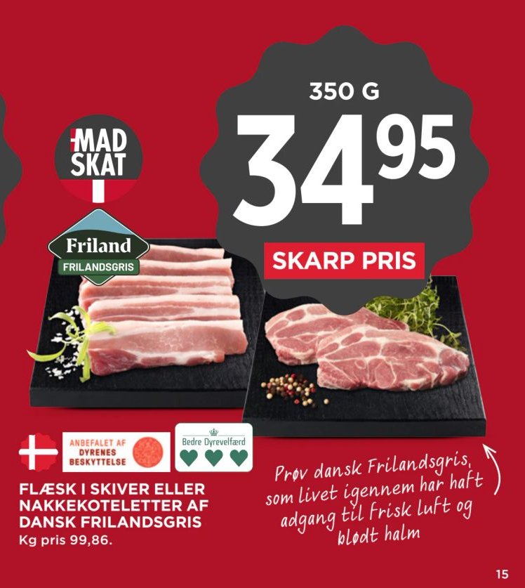 FLÆSK I SKIVER ELLER NAKKETOTELETTER AF DANSK FRILANDSGRIS – Meny