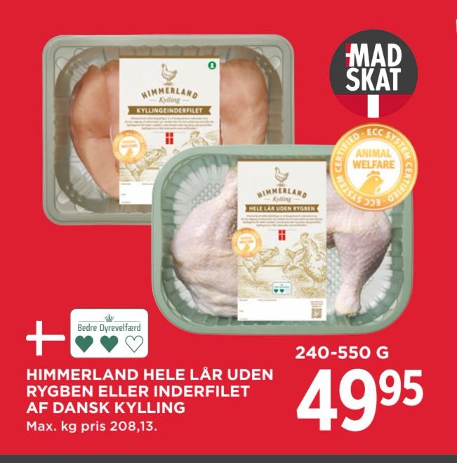 HIMMERLAND HELE LÅR UDEN RYGEBN ELLER BRYSTFILET AF DANSK KYLLING 240-550 G – Meny