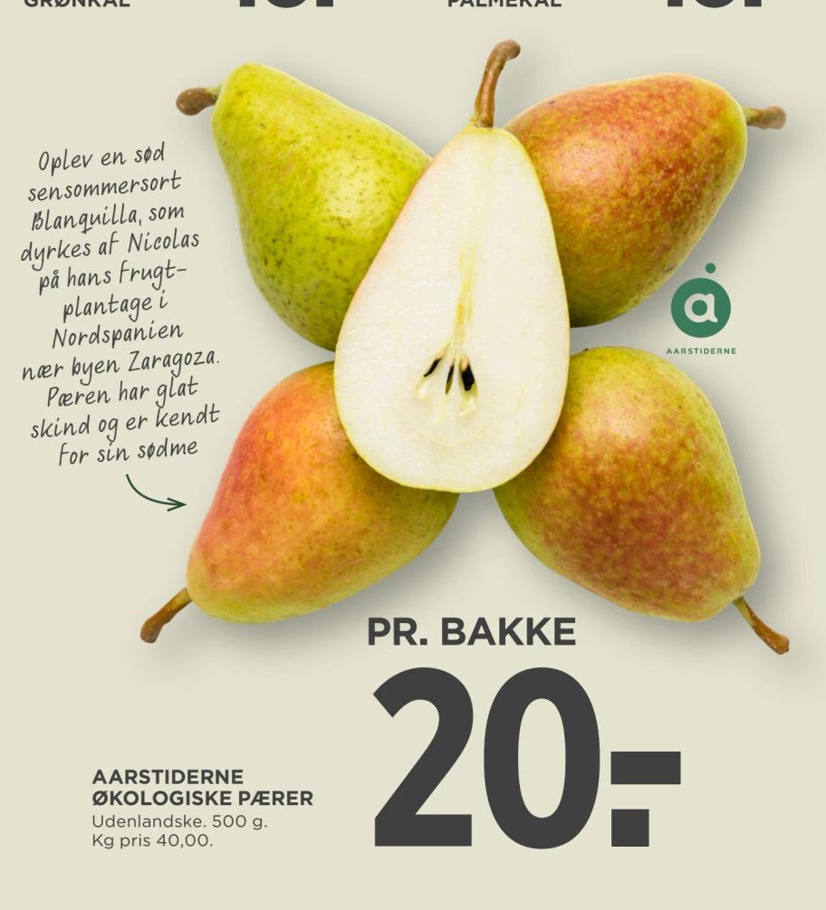 AARSTIDERNE ØKOLOGISKE PÆRER PR. BAKKE – Meny