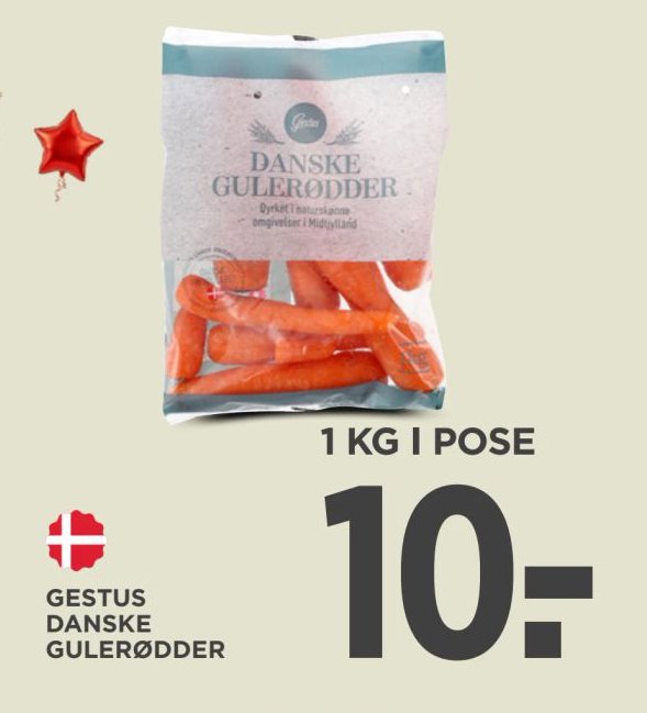 GESTUS DANSKE GULERØDDER 1 KG I POSE – Meny