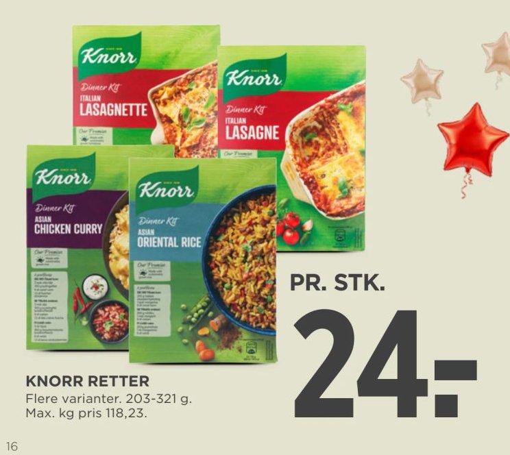 KNORR RETTER Flere varianter. 203-321 g. Max. kg pris 118,23. – Meny