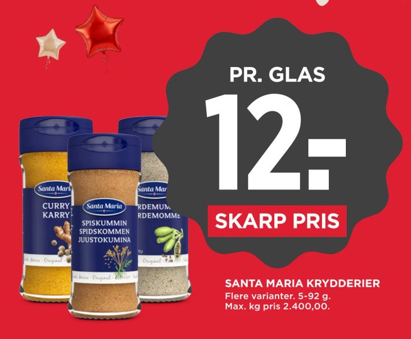 SANTA MARIA KRYDDERIER Flere varianter. 5-92 g. – Meny