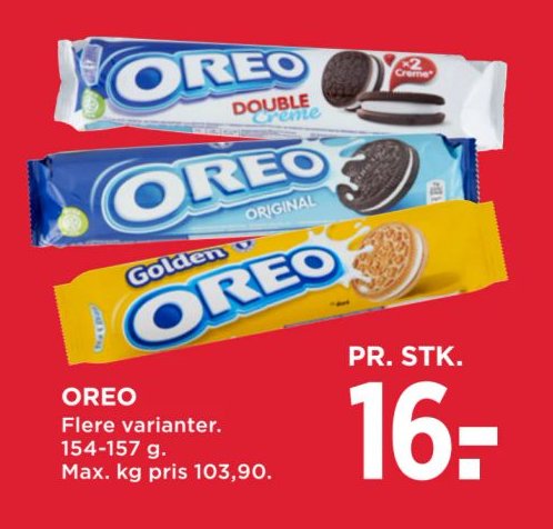 OREO Flere varianter. 154-157 g. – Meny