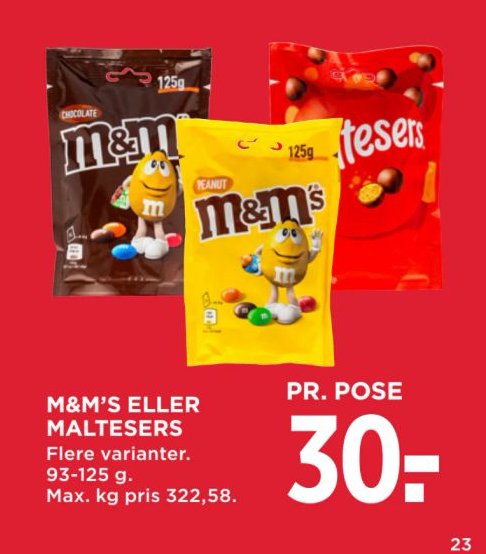 M&M'S ELLER MALTESERS Flere varianter. 93-125 g. – Meny