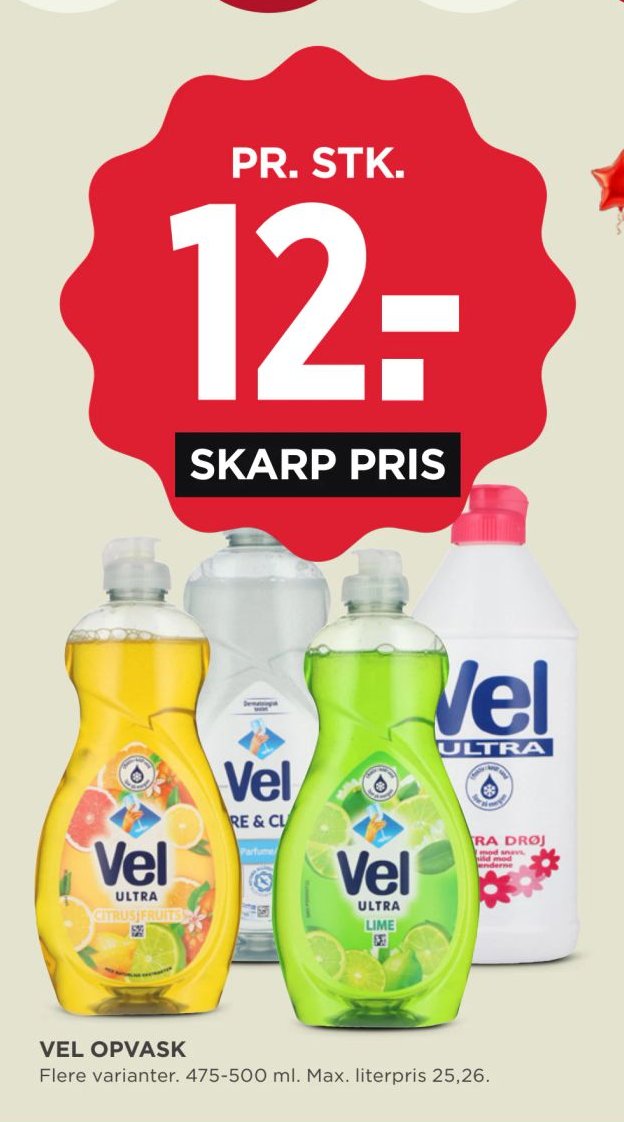 VEL OPVASK Flere varianter. 475-500 ml. Max. literpris 25,26. – Meny