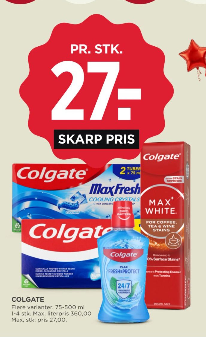 COLGATE Flere varianter. 75-500 ml 1-4 stk. – Meny