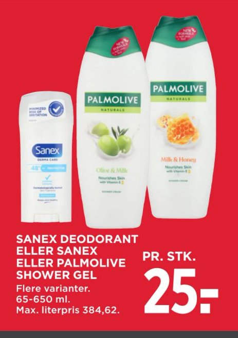 SANEX DEODORANT ELLER SANEX ELLER PALMOLIVE SHOWER GEL Flere varianter. 65-650 ml – Meny