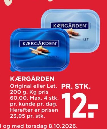 KÆRGÅRDEN Original eller Let. 200 g. – Meny