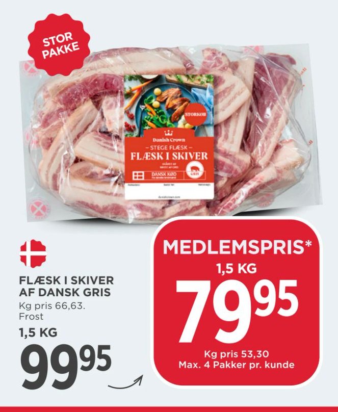 FLÆSK I SKIVER AF DANSK GRIS Frost 1,5 KG – Meny