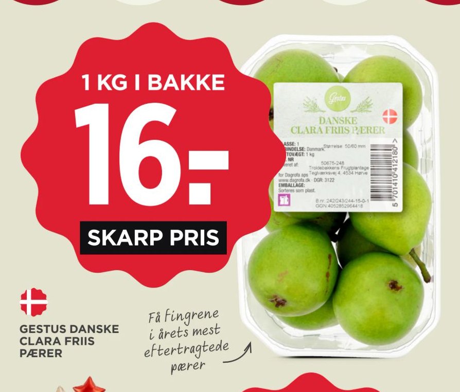GESTUS DANSKE CLARA FRIIS PÆRER – Meny