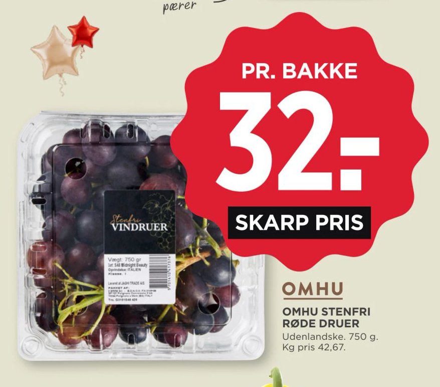 OMHU OMHU STENFRI RØDE DRUER Udenlandske. 750 g. – Meny