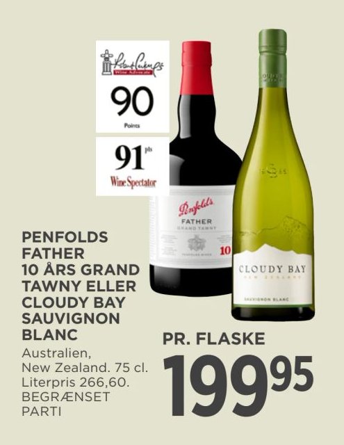 PENFOLDS FATHER 10 ÅRS GRAND TAWNY ELLER CLOUDY BAY SAUVIGNON BLANC – Meny