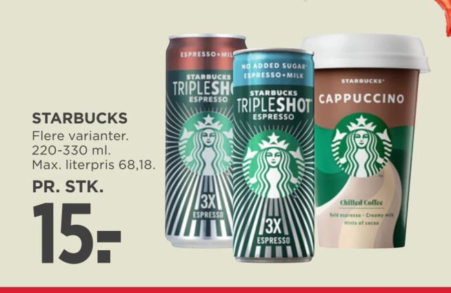 STARBUCKS Flere varianter. 220-330 ml. – Meny