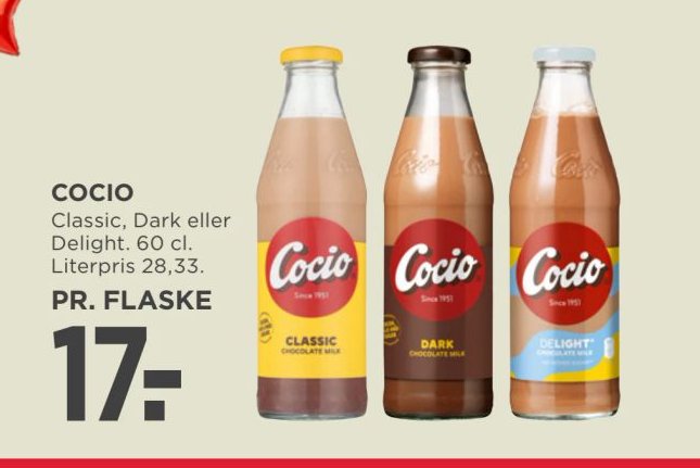 COCIO Classic, Dark eller Delight. 60 cl. – Meny