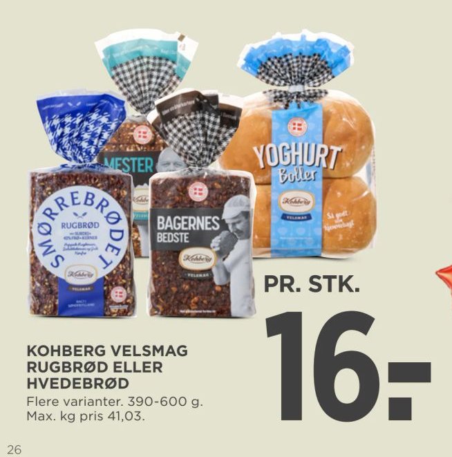 KOHBERG VELSMAG RUGBRØD ELLER HVEDEBRØD Flere varianter. 390-600 g. – Meny