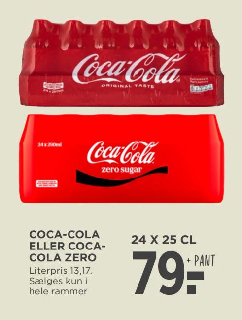 COCA-COLA ELLER COCA-COLA ZERO Literpris 13,17. Sælges kun i hele rammer – Meny