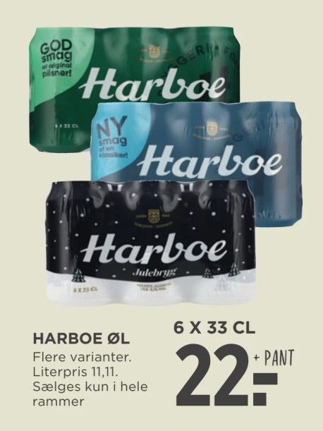 HARBOE ØL Flere varianter. 6 X 33 CL – Meny