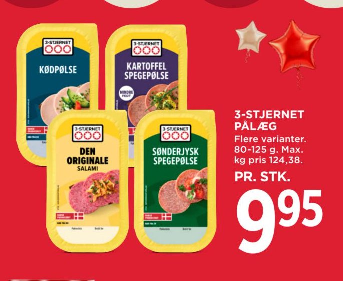 3-STJERNET PÅLÆG Flere varianter. 80-125 g. Max. kg pris 124,38. – Meny