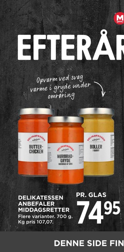 DELIKATESSEN ANBEFALER MIDDAGSRETTER – Meny