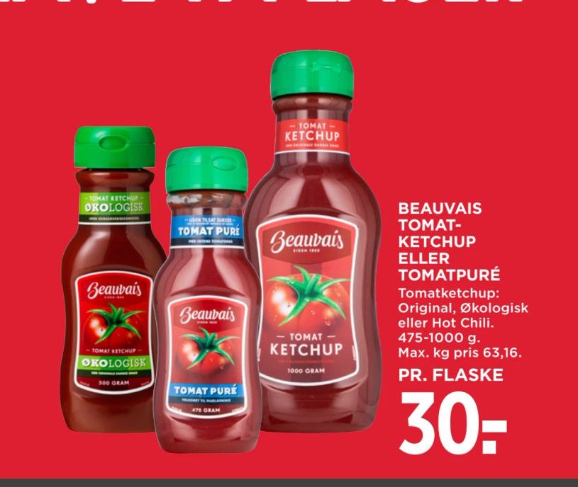 BEAUVAIS TOMATKETCHUP ELLER TOMATPURÉ – Meny
