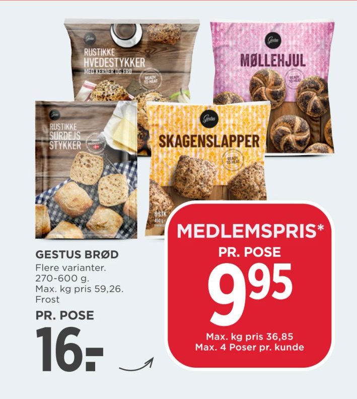 GESTUS BRØD – Meny