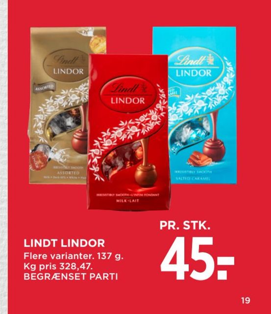 LINDT LINDOR – Meny