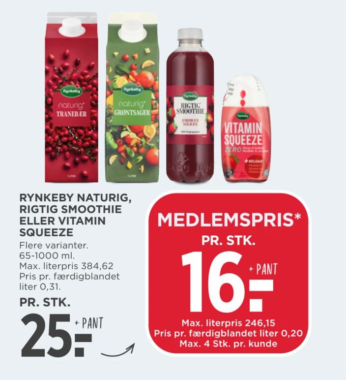 RYNKEBY NATURIG, RIGTIG SMOOTHIE ELLER VITAMIN SQUEEZE – Meny