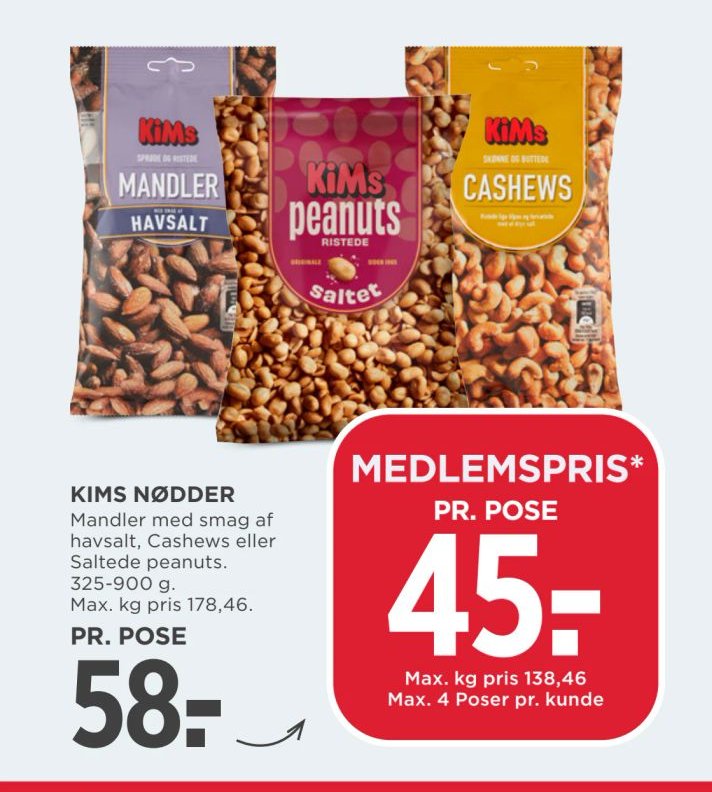 KIMS NØDDER – Meny
