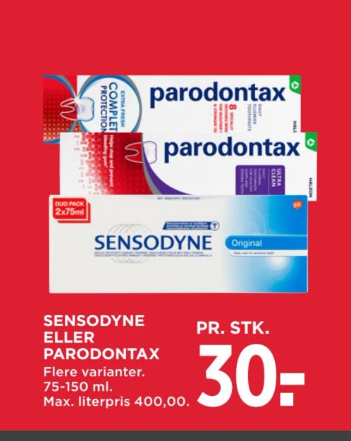 SENSODYNE ELLER PARODONTAX – Meny