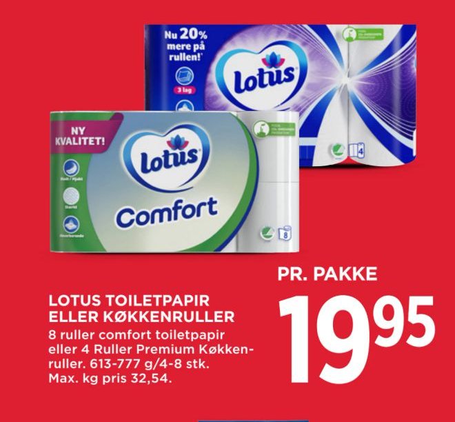 LOTUS TOILETPAPIR ELLER KØKKENRULLER – Meny