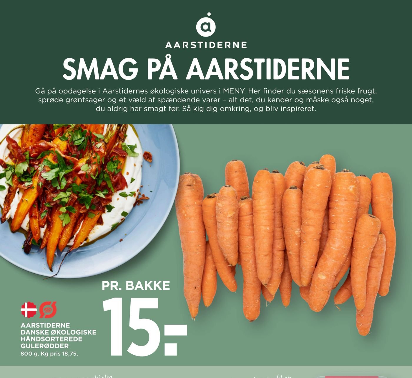 AARSTIDERNE DANSKE ØKOLOGISKE HÅNDSORTEREDE GULERØDDER – Meny