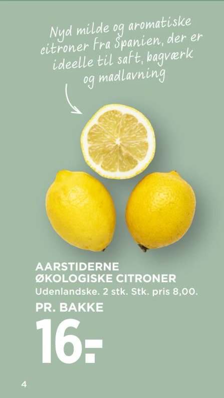 AARSTIDERNE ØKOLOGISKE CITRONER – Meny