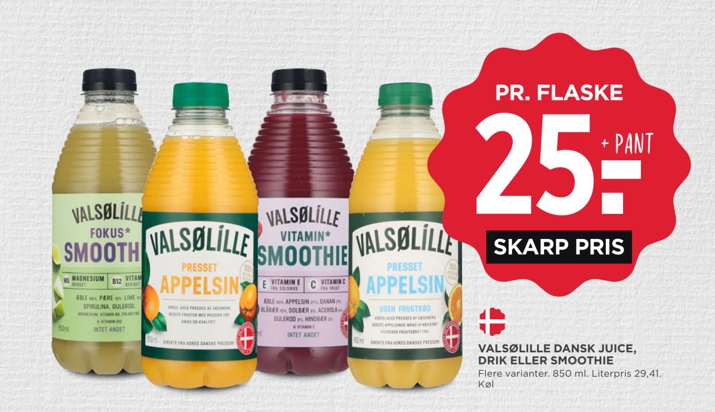 VALSØLILLE DANSK JUICE, DRIK ELLER SMOOTHIE – Meny