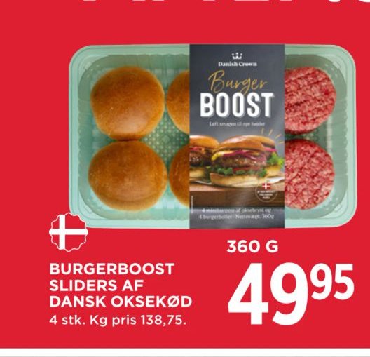 BURGERBOOST SLIDERS AF DANSK OKSEKØD – Meny