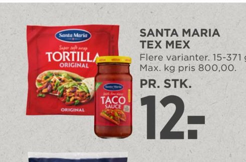 SANTA MARIA TEX MEX – Meny