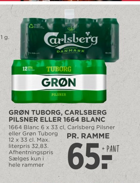 GRØN TUBORG, CARLSBERG PILSNER ELLER 1664 BLANC – Meny