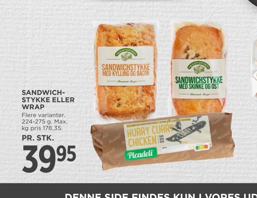 SANDWICHSTYKKE ELLER WRAP – Meny