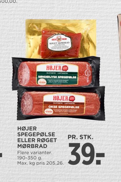 HØJER SPEGEPØLSE ELLER RØGET MØRBRAD – Meny