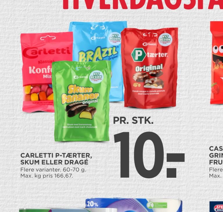 CARLETTI P-TÆRTER, SKUM ELLER DRAGÉ – Meny