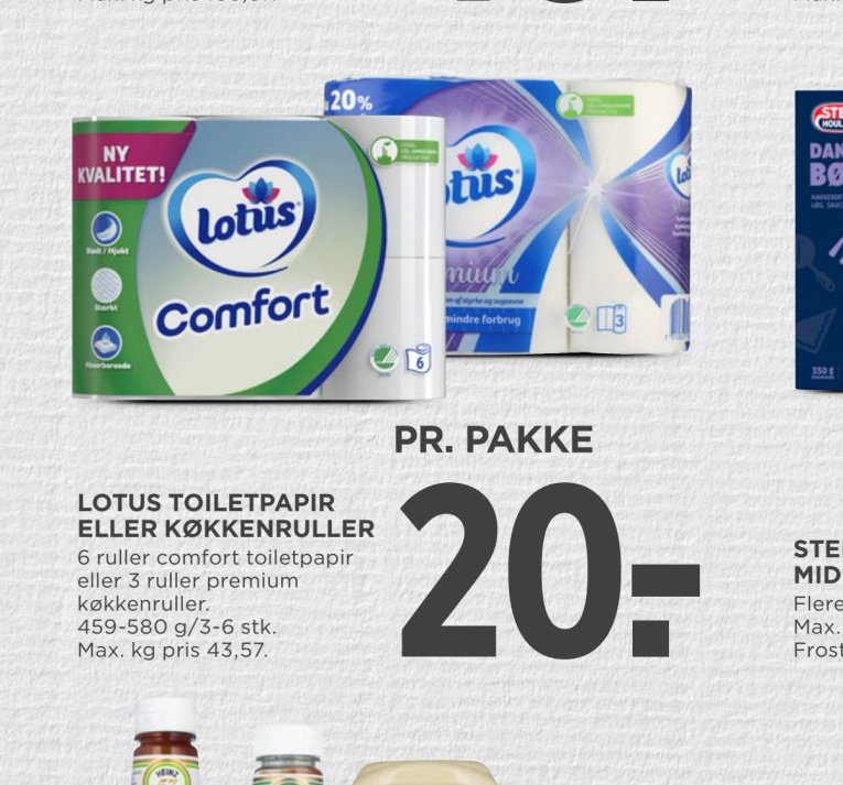 LOTUS TOILETPAPIR ELLER KØKKENRULLER – Meny