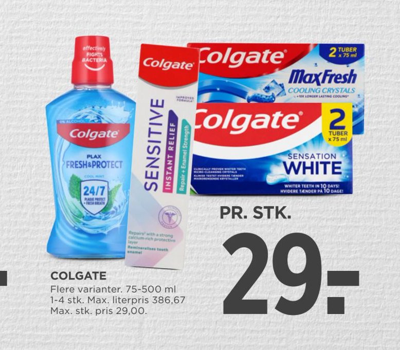 COLGATE – Meny