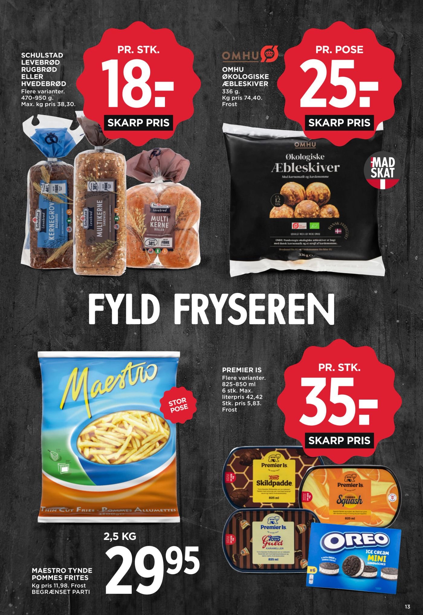 OMHU ØKOLOGISKE ÆBLESKIVER – Meny