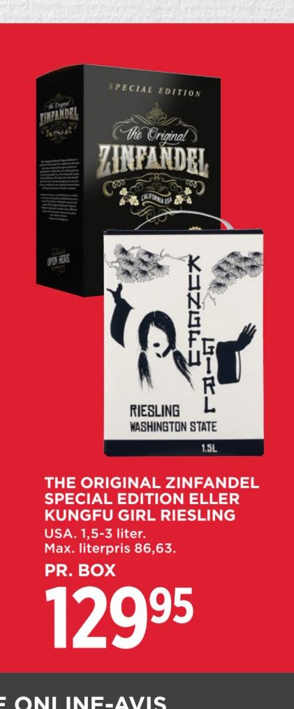 THE ORIGINAL ZINFANDEL SPECIAL EDITION ELLER KUNGFU GIRL RIESLING – Meny