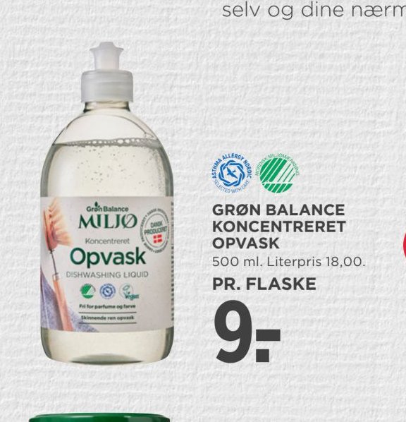 GRØN BALANCE KONCENTRERET OPVASK – Meny