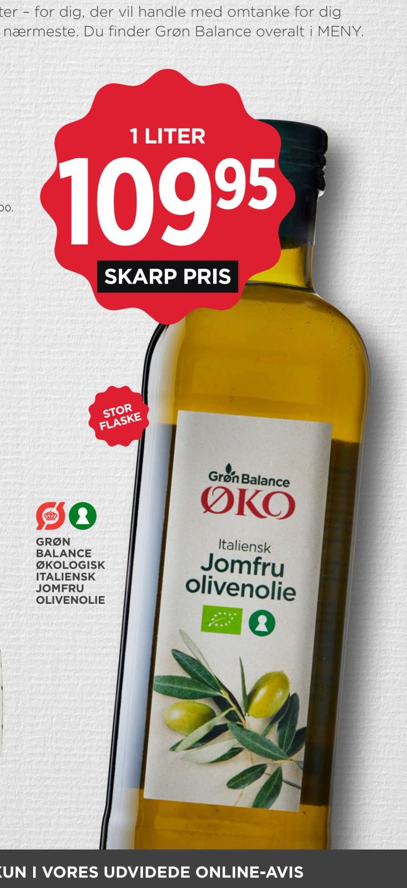 GRØN BALANCE ØKOLOGISK ITALIENSK JOMFRU OLIVENOLIE – Meny