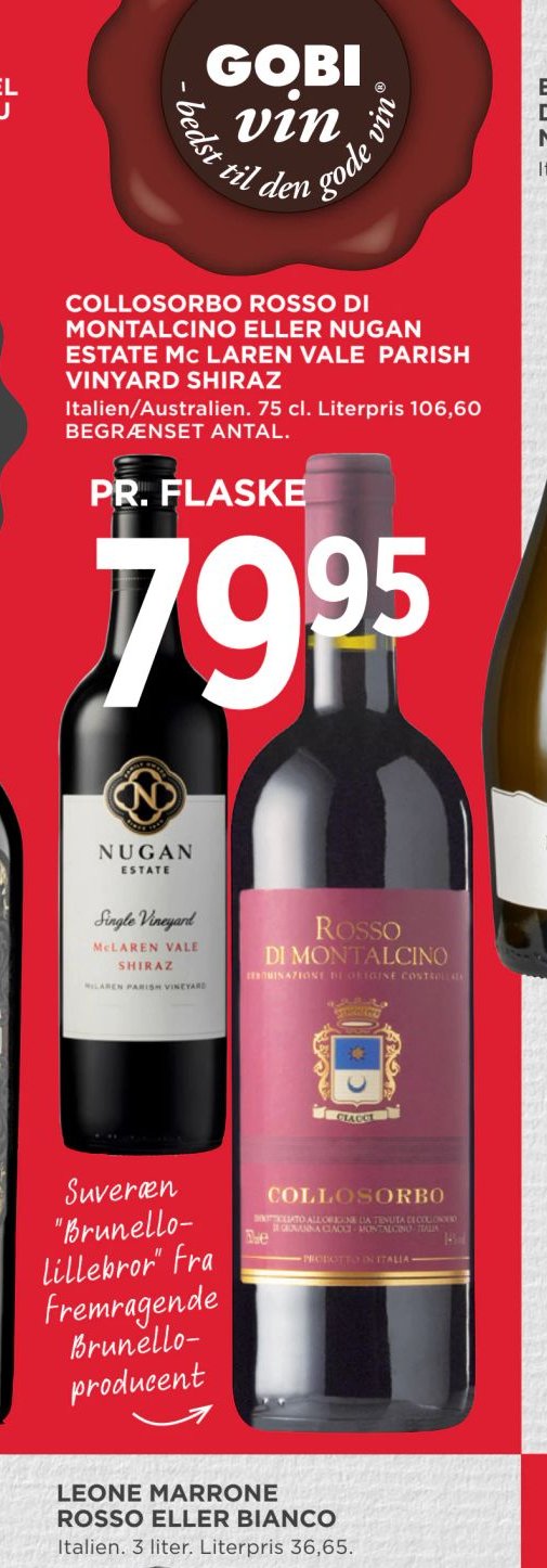 COLLOSORBO ROSSO DI MONTALCINO ELLER NUGAN ESTATE MC LAREN VALE PARISH VINYARD SHIRAZ – Meny